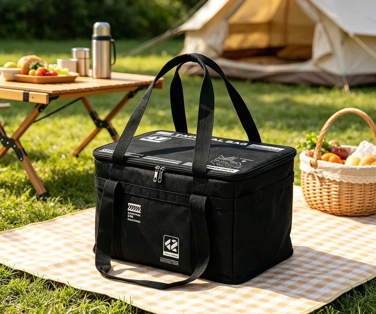 Tactische opbergtas van Oxford-stof met een inhoud van 42 liter waterdicht en ruim zwart geschikt voor kamperen reizen outdooravonturen en thuisgebruik Afmetingen 48*33*27 cm