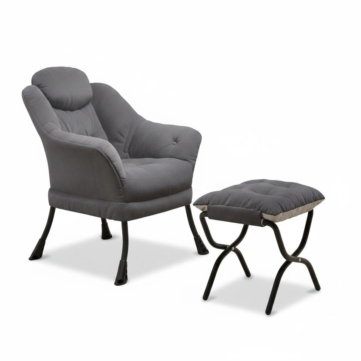 Triumpunpre Opvouwbare Vloerzitbank met IJzeren Frame - Luie Bank met Zachte Pluizige Stoffen Bekleding - Grondstoel voor Woonkamer, Slaapkamer, Lezen & Gamen - 75x68x20 cm - Grijs