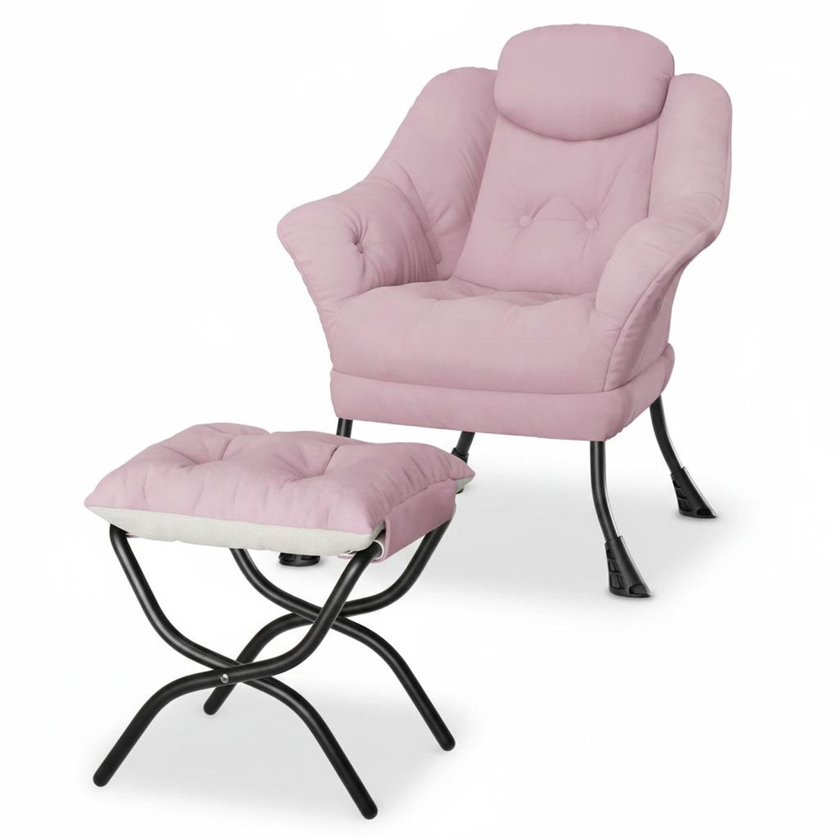 Triumpunpre Opvouwbare Vloerzitbank met IJzeren Frame - Luie Bank met Zachte Corduroy Bekleding - Grondstoel voor Woonkamer, Slaapkamer, Lezen & Gamen - 75x68x20 cm - Roze