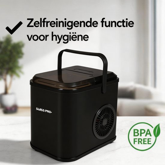 Swiss Pro+ IJsblokjesmachine - 2 Liter - 6-8 Min. - 12kg/24u -Draagbaar-Zelfreinigend- met IJsschep - Zwart - SP-ICE1100.WC van Swiss Pro+ — afbeelding 4