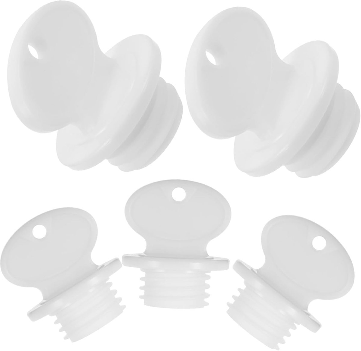 Kruikstoppers Set - Afsluitdoppen Lekvrij - Warmwaterkruik Gebruik - Goede Afdichting - 5 Stuks - Wit
