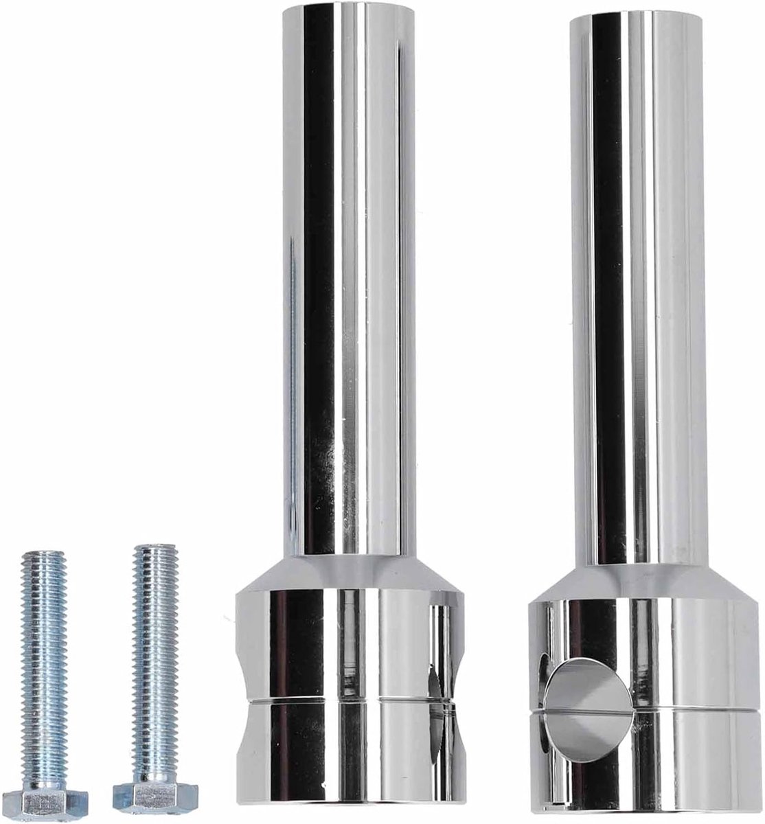 25mm Booster Clamps voor Motorfiets, Aluminium Stuurstang Versterkers, Montage Klemmen en Riser Inserts Set (2 Stuks) - Chrome Afwerking