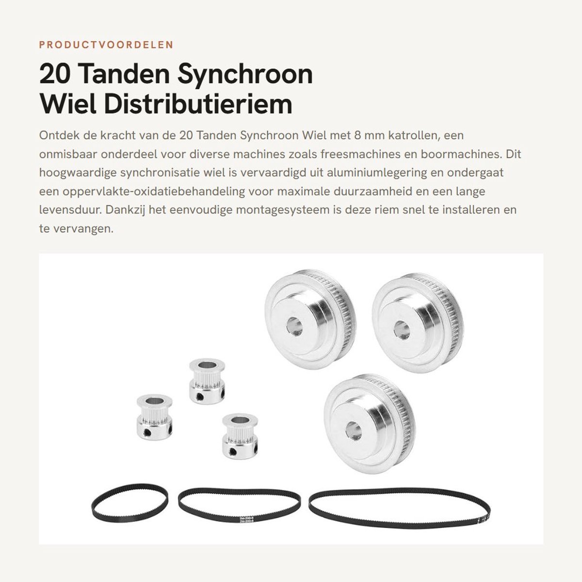 Dailygoods - 20 Tanden Synchroon Wiel - Distributieriem Katrollen - Aluminiumlegering - 60 Tanden Synchronisatie Wielriem - Ideaal voor Freesmachines...