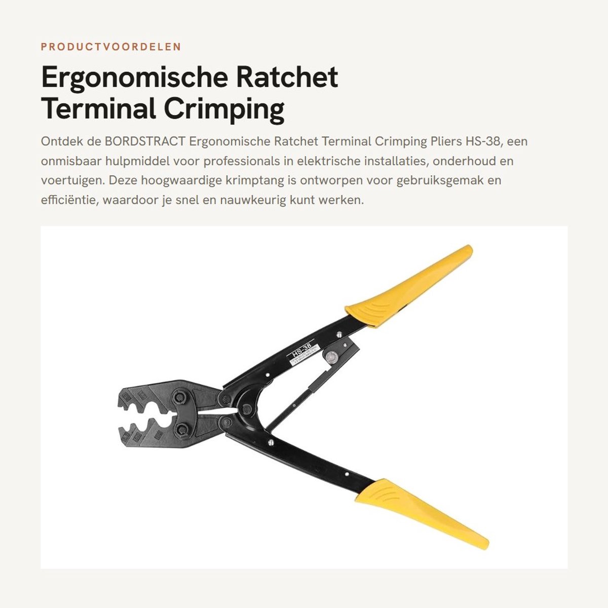 Dailygoods - Ergonomische Ratchet Terminal Crimping Pliers - Professioneel Gebruik - HS-38 - Hoogwaardige Precisie - Geschikt voor Elektronica - Perfe...