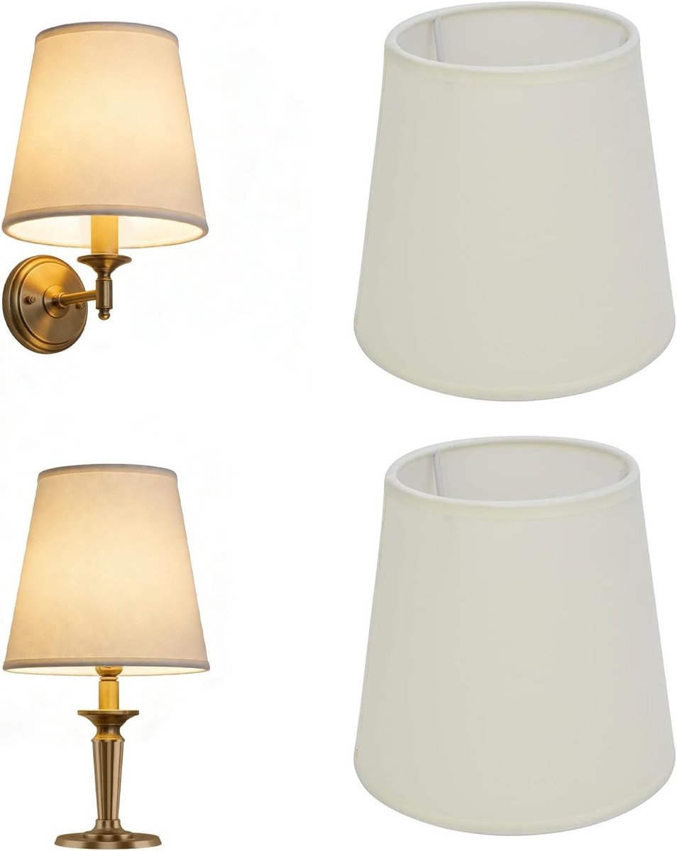 Kleine Witte Lampenkappen E14 voor Wandlampen, Vloerlampen en Chandeliers - Nordic Stijl, 15 x 14 x 11 cm, Set van 2