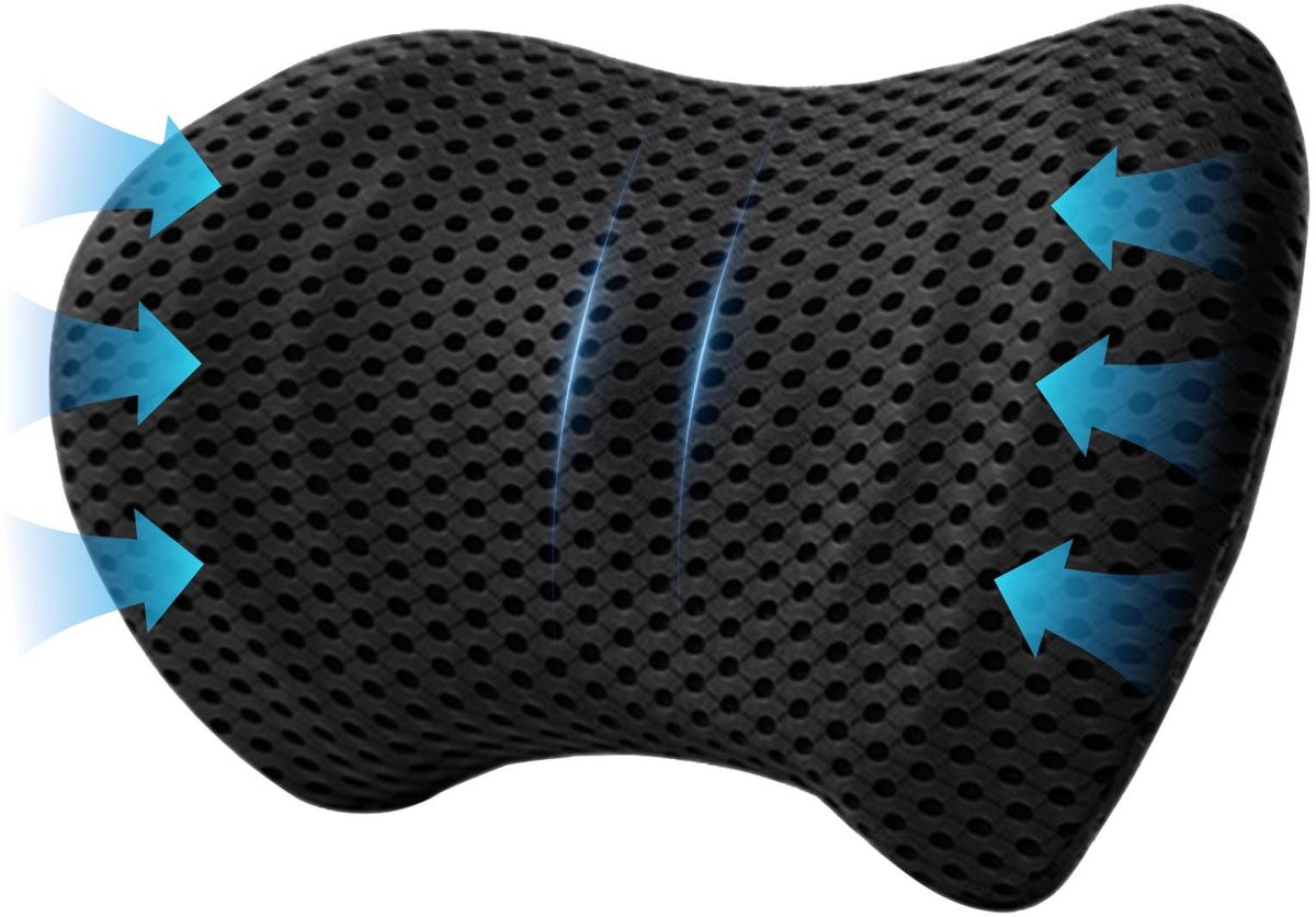 Dailygoods- Lendenkussen Ergonomisch - Rugsteun Kussen - Lendensteunkussen Auto - Lendenkussen Stoel - Verstelbare Bevestigingsriemen - Traagschuim met Hoge Dichtheid - Rugsteunkussen