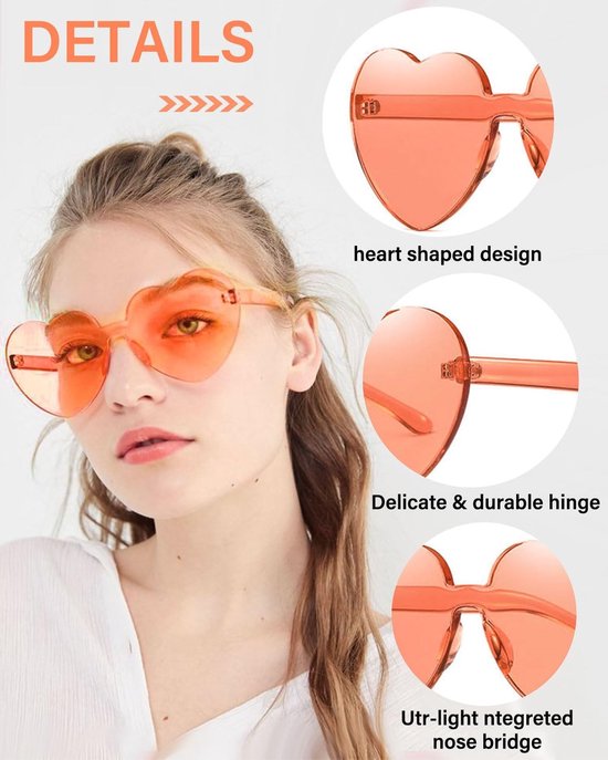 Solidchoice- Zonnebril Hartvormig - Vintage Bril - Snoepkleuren - Voor Dames/Meisjes/Kinderen - 2 Stuks - Frameloos Design - Fashion Sunglasses van Solidchoice — afbeelding 3