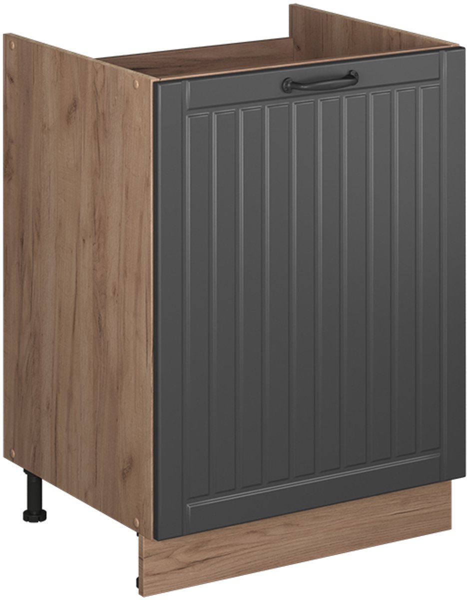 Vicco Wastafelkast Fame-Line, Donkergrijs/Goudkleurig Eiken, 60 cm
