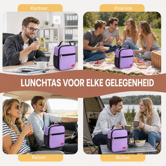 BOTC Koeltas - Lunchtas - koeltasje - Geïsoleerde Koeltas - Lunchtas 6 liter - Paars van Merkloos — afbeelding 5