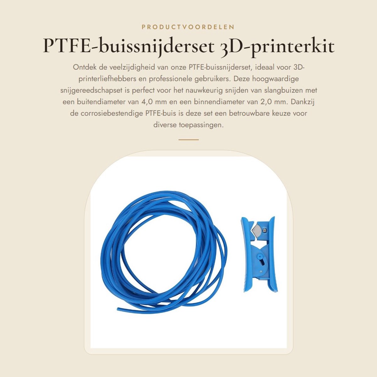 Dailygoods- PTFE-buissnijderset - 3D-printerkit - Snijgereedschap - Slangbuis - Corrosiebestendig - Roestvrijstalen lemmet - Slangsnijder