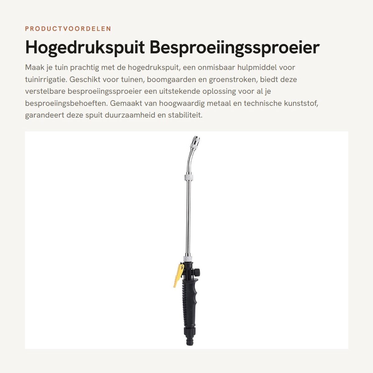 Dailygoods- Hogedrukspuit Verstelbaar - Drukspuit 5 Liter - Sproeier Tuin - Tuinirrigatie - Hoogwaardig Metaal - Geschikt voor Planten
