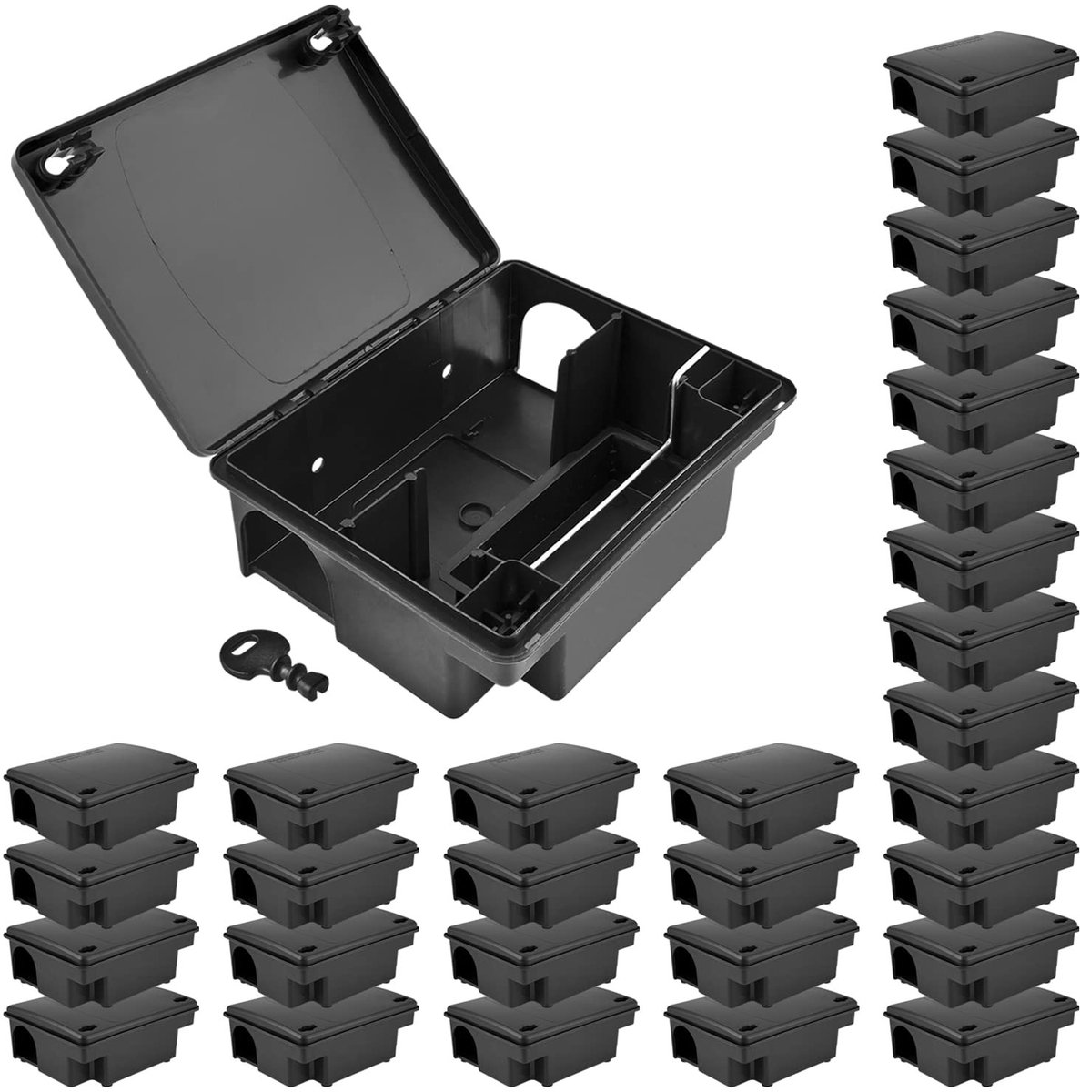 Dailygoods- Lokdoos Effectieve Multi-Box - Lokdoos Muizen - Lokdoos Ratten - Robuuste Kunststof - Aantal: 30 - Knaagdierenlokdoos