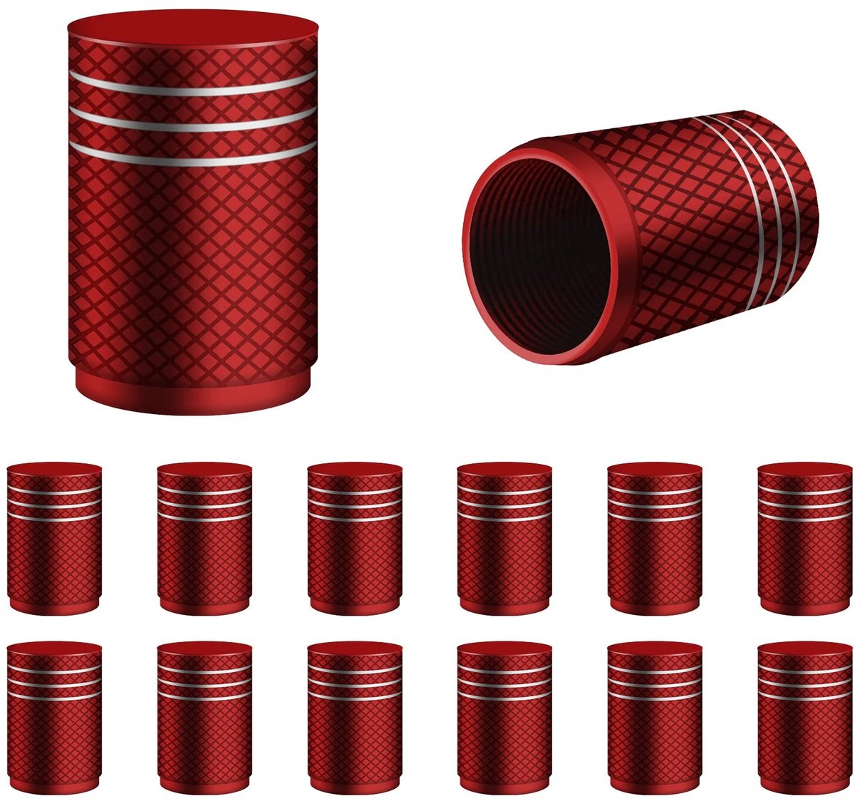 Dailygoods- Ventieldoppen 12st - Aluminium Legering - Heavy Duty - Luchtdichte Afdichting - Geschikt voor Auto/Fiets - Pakketgrootte 11x8x1,2cm - Ventieldopjes