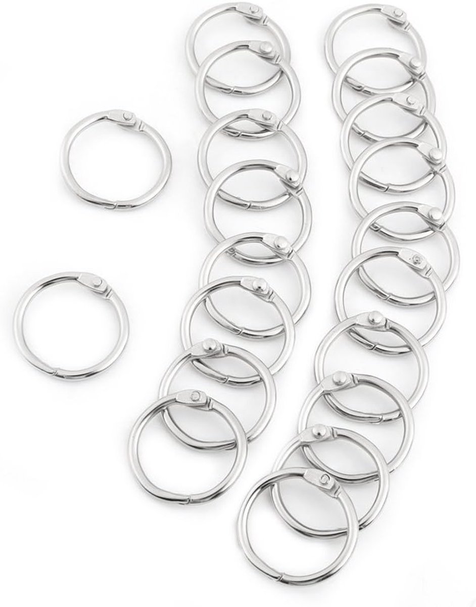 20 Stuks Metalen Articulatie Ringen in 3 Maten voor Scrapbooking, Album en Sleutelhangers (38mm)