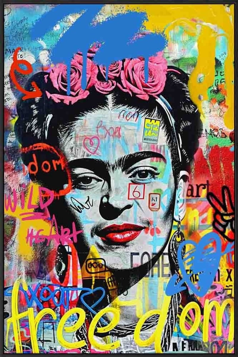 HomeBound by KY | Schilderij high gloss popart Frida Kahlo | 70x105x5cm | wandpaneel popart