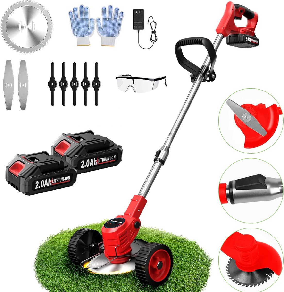 Draadloze Grastrimmer Met Accu En Oplader - 24V Grastrimmer - Elektrische Grasmaaier - Accu-Trimmer - Telescopische Grasmaaier