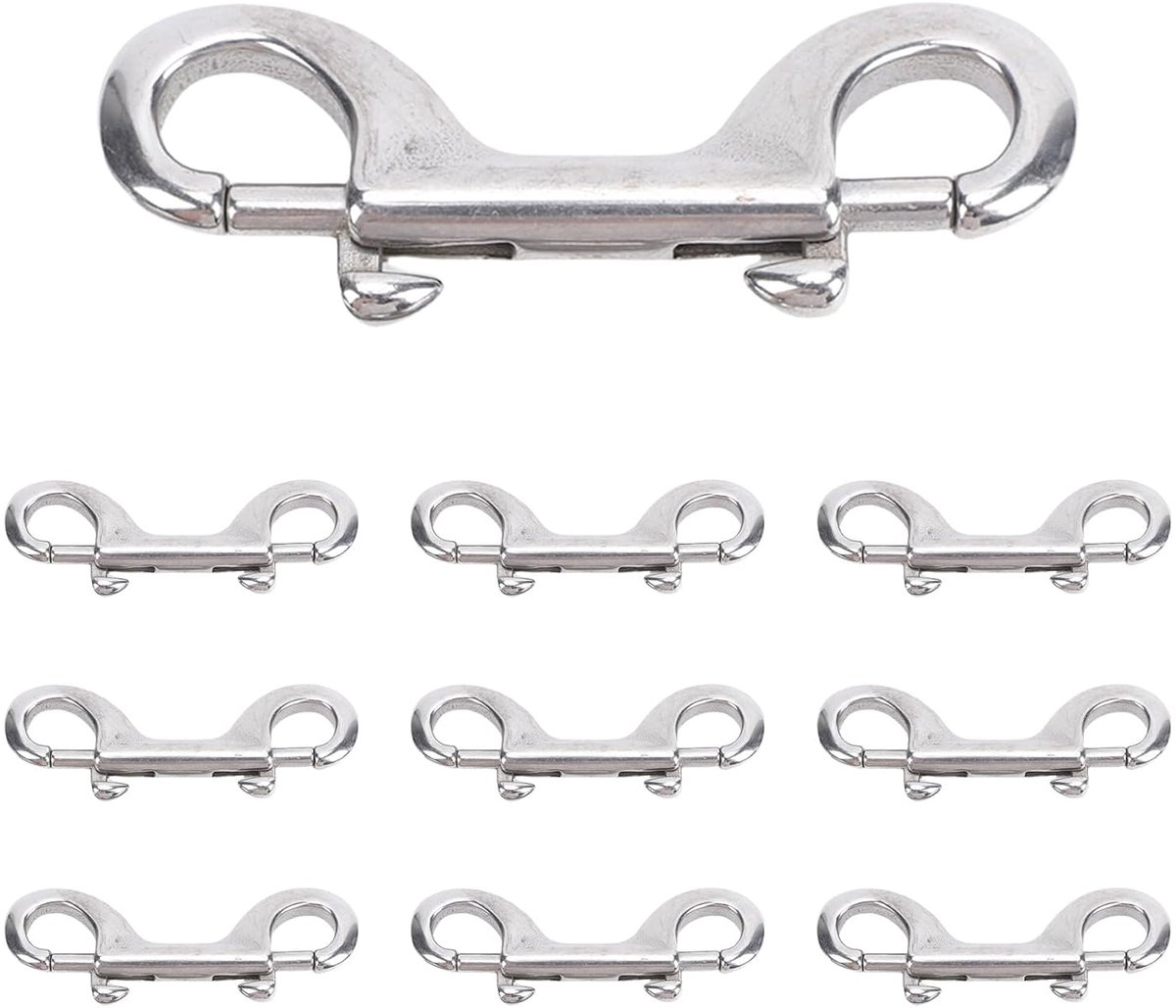 Dubbele Sluiting - Roestvrijstaal Haak - Touw Bevestigen - Sterke Constructie - 100 mm - Zilver
