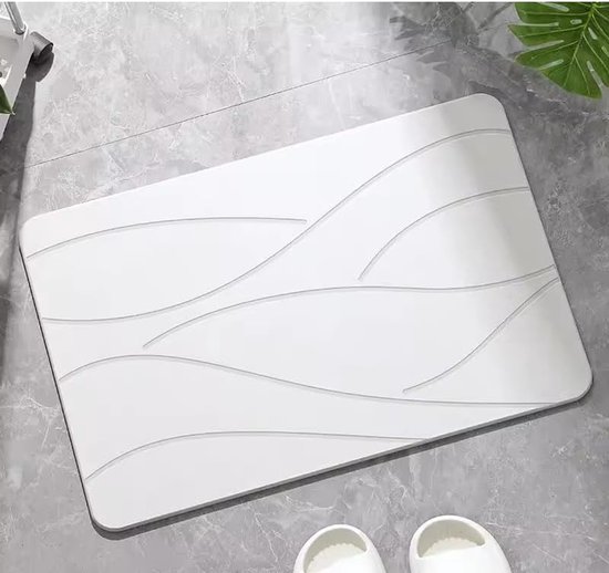VHV - Badmat - Diatomeeënaarde badmat - Steen badmat - Sneldrogend - Antislip - Super absorberend - Voor de badkamer en douche - 40*30 cm - Wit