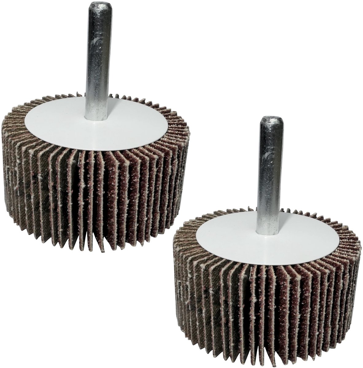 Dailygoods- Lamellenwiel Set van 2 - Schuurpapier-lamellenwielen Korrelgrootte 120 - Wieldiameter 50mm - Stang-Ø 6mm - Voor Schroevendraaier - Schuurpapierschijf - Schuurwiel