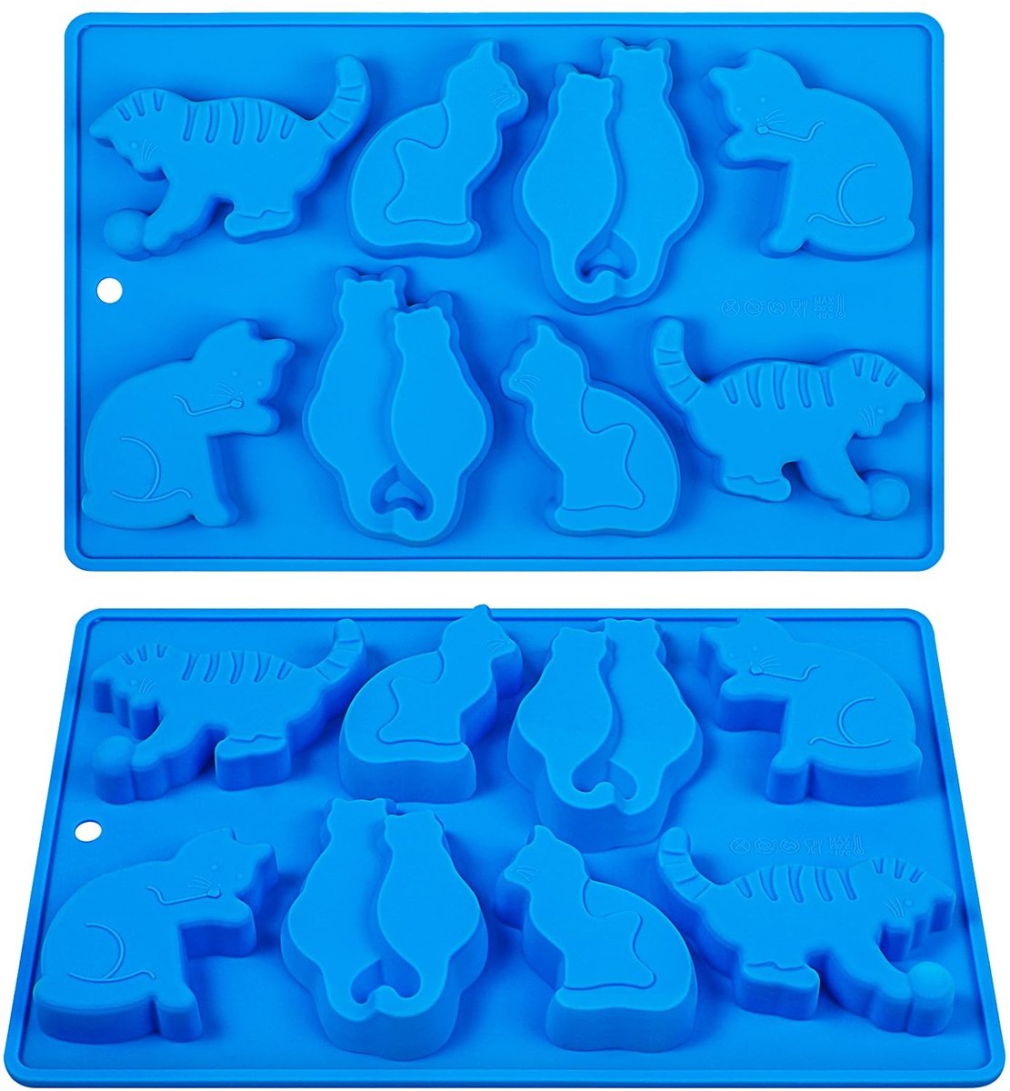 Dailygoods - Kamehame IJsblokjesvorm kat siliconen kattenvorm 2 stuks siliconen vorm kat vorm ijsblokjesvorm dieren voor ijsblokjes, gelei, koekjes