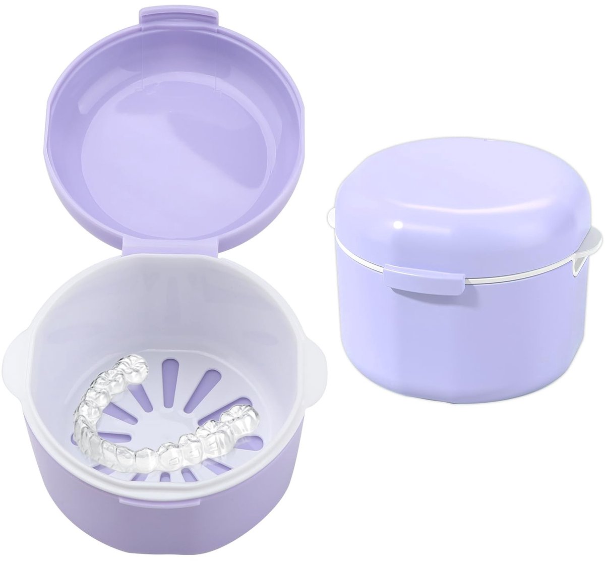 Dailygoods- Opbergdoos voor tandheelkundige apparaten - Draagbare tandenhouder - Siliconen - Compact ontwerp - Afneembare mand - Optimale mondhygiëne