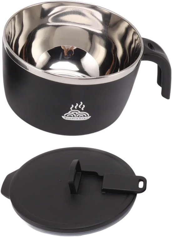Noodle Bowl - Instant Cup - Lunch Bereiden - Geïntegreerde Telefoonhouder - 900ml - Zwart — afbeelding 4