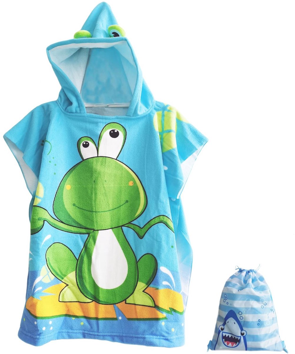 Dailygoods- Poncho Handdoek Met Capuchon - Badstof - Microvezel - Sneldrogend - Geschikt Voor Thuis/Badkamer - Strand/Zwembad - Badcape