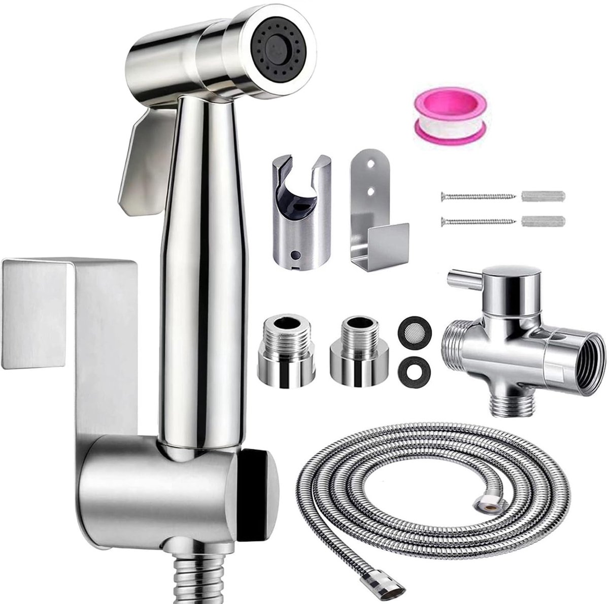 Dailygoods - Bidet handdoucheset, premium roestvrij stalen bidet-handdouche met G1/2 inch ventiel en een G3/8", bidet-sproeier voor douche, badkamer, hygiëne, toiletpapier, luierreiniging