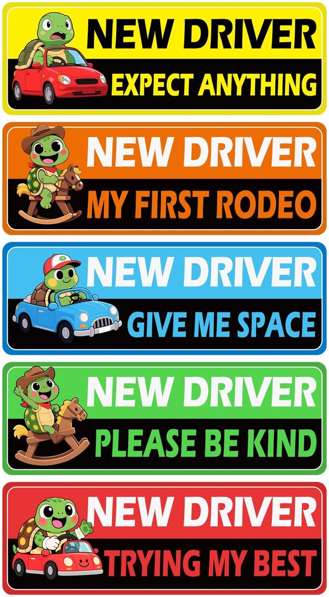 Dailygoods- Autostickers 5 Stuks - Magneetbenodigdheden - Studentenbestuurdersbord - Mooie Stickers - Auto Decoratie - Geschikt voor Nieuwe Bestuurders - Rijbewijsstickers
