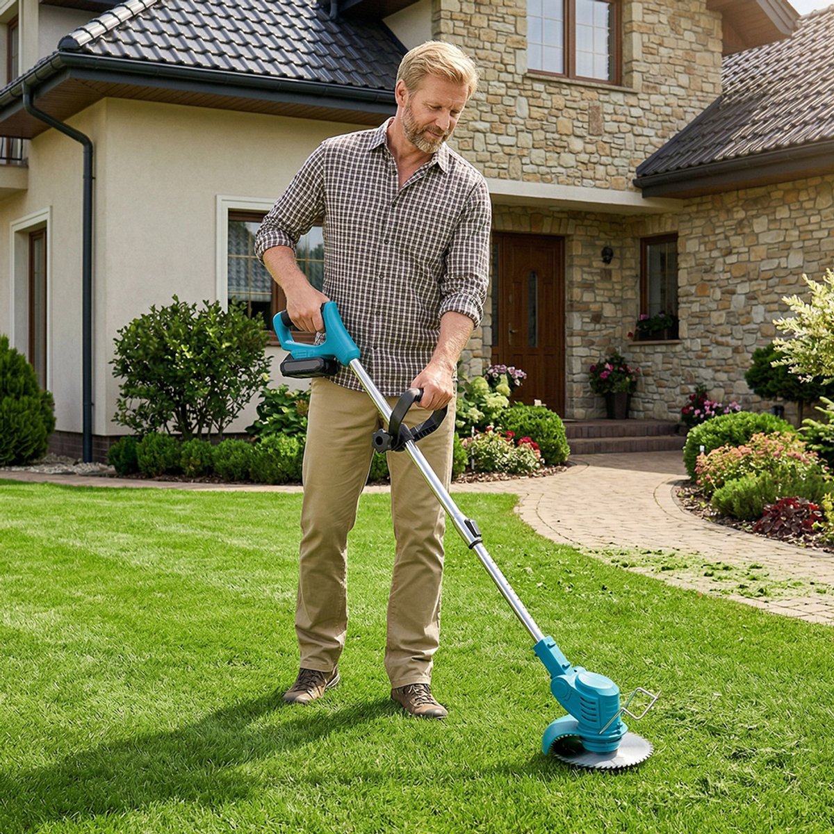 Accu-Grasmaaier 21V - Elektrische Grastrimmer Met 2 Accu's Van 2,0 Ah - Tuintrimmer - Verstelbare Bosmaaier Op Steel Voor Tuinen/Gazons/Struiken – foto 8