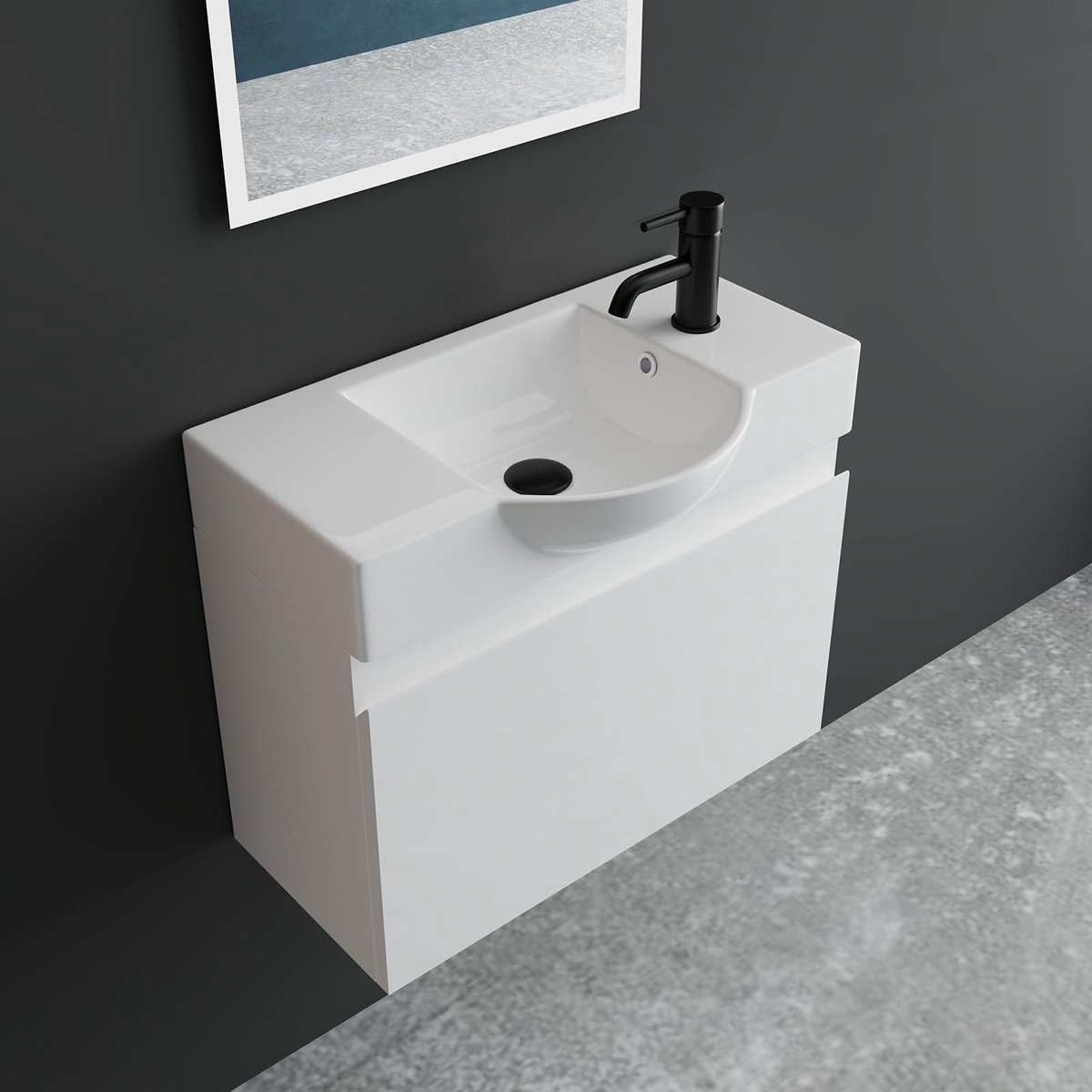 Dailygoods- Badmeubelset met wastafel 55 cm - Badkamermeubel - Onderkast - Wastafelonderkast - Wit - Duurzaam ontwerp