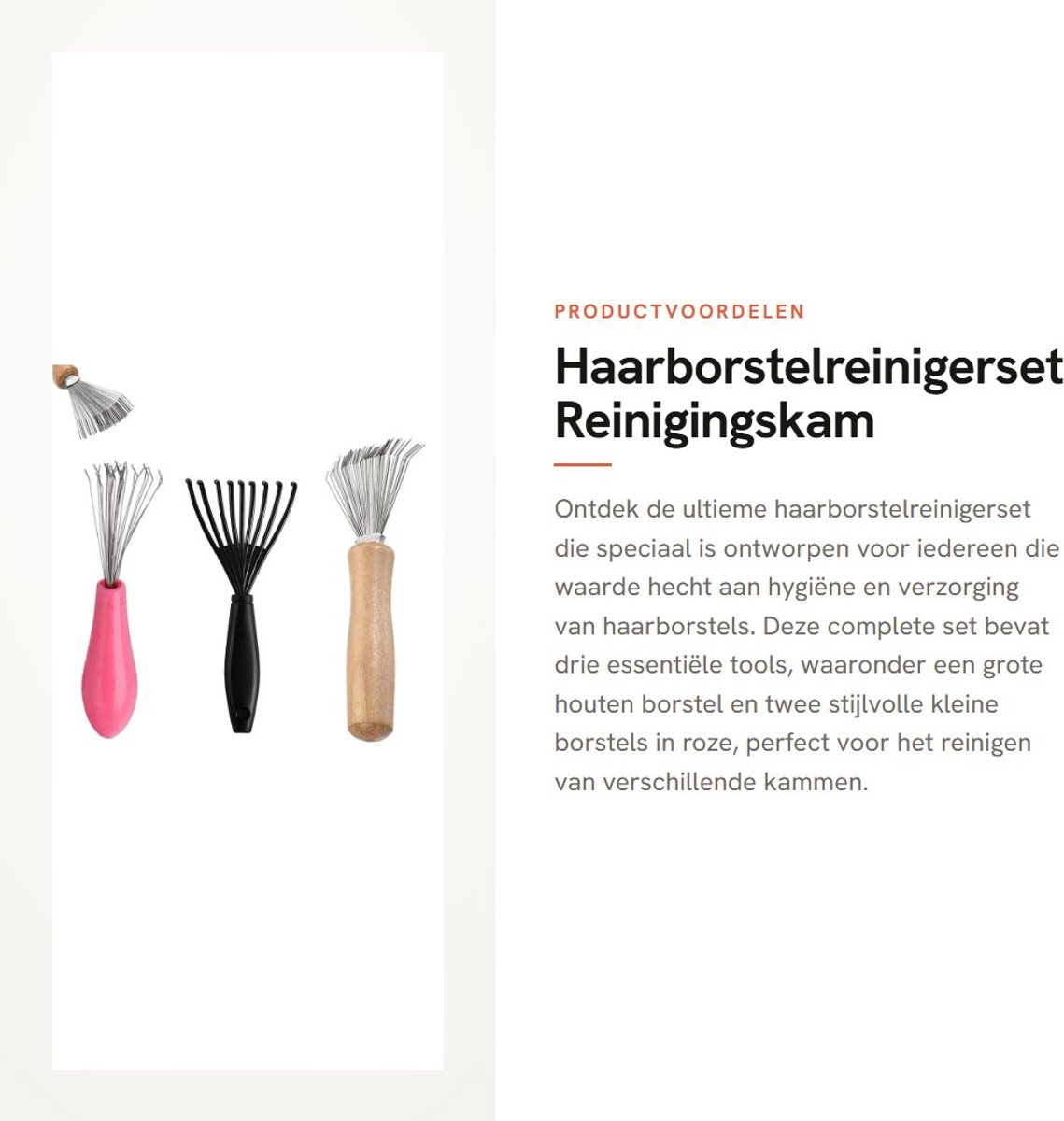 Dailygoods- Haarborstelreiniger Complete Set - Borstelreiniger - Reinigingskam - Kam Reinigingsborstel - Houten Borstel - Stijlvolle Kleine Borstels - Kamreinigingsset