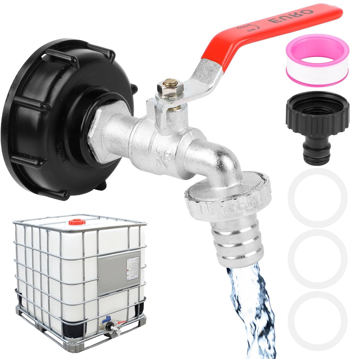 Dailygoods- Aftapkraan Universele Regenkraan - IBC Tankaccessoires - Waterkraan 1000 Liter - Kogelkraan 3/4 Inch - Messing Tuinslang - Corrosiebestendig Materiaal