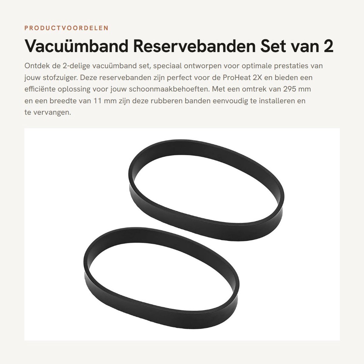 Dailygoods- Vacuümband 2-delig - Rubber - Reservebanden - Stofzuigeraccessoires - 295 mm omtrek - 11 mm breedte - Stofzuigerriem