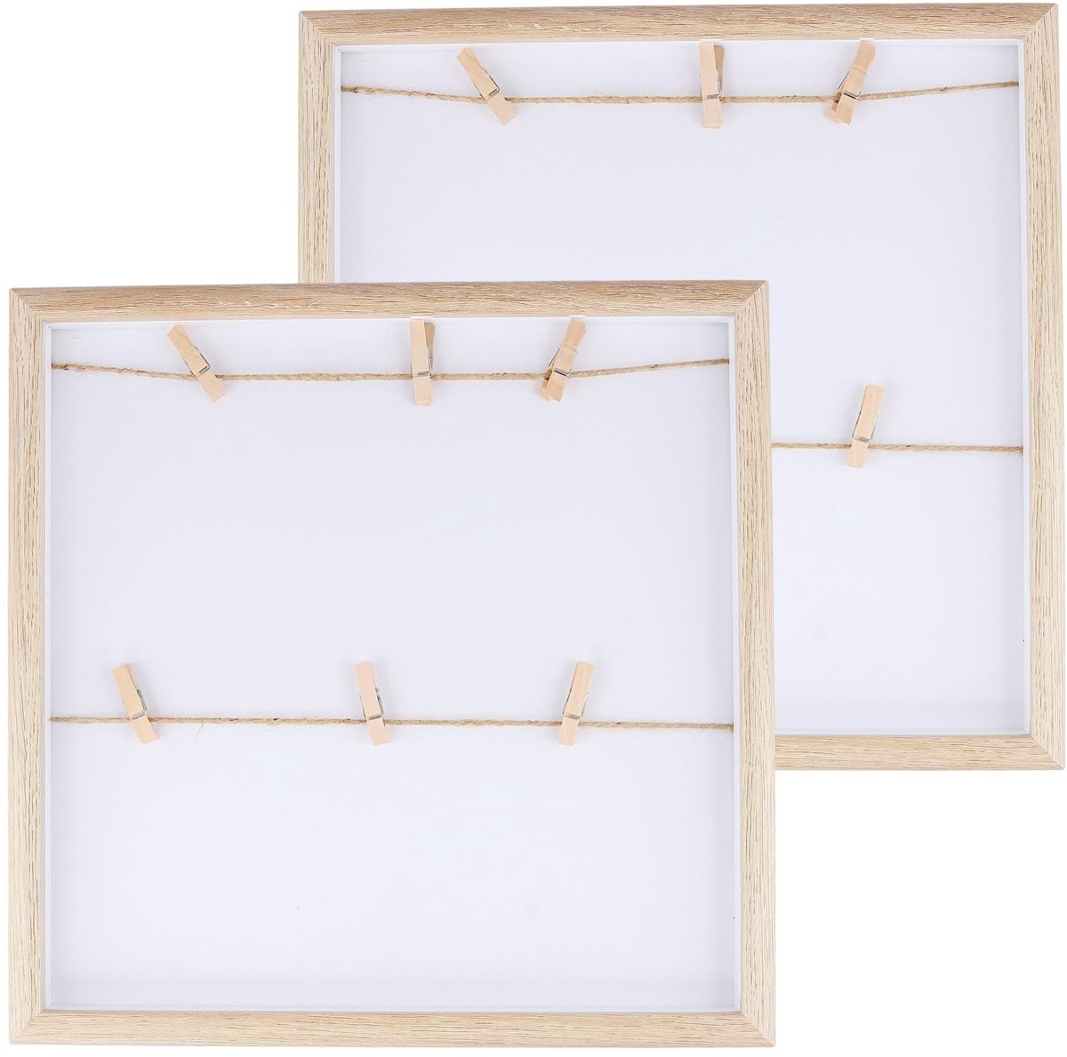 Dailygoods- Fotolijst Houten 30,5 x 30,5 cm - Fotocollage - Wanddecoratie - 2 Stuks - Modern/Scandinavisch - Geschikt voor Woonkamer/Slaapkamer - Collagelijst