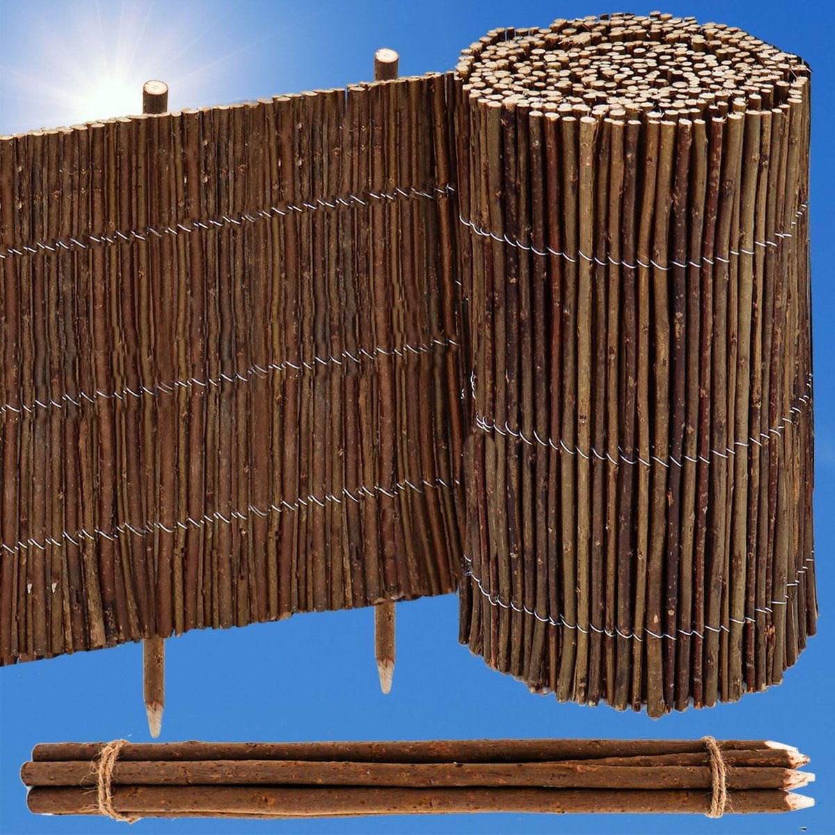 Dailygoods- Wilgenomheining Flexibel - Tuinafscheiding - Borderrand - Houten Schutting - Graskantafscheiding - Weideborder - 300x40 cm