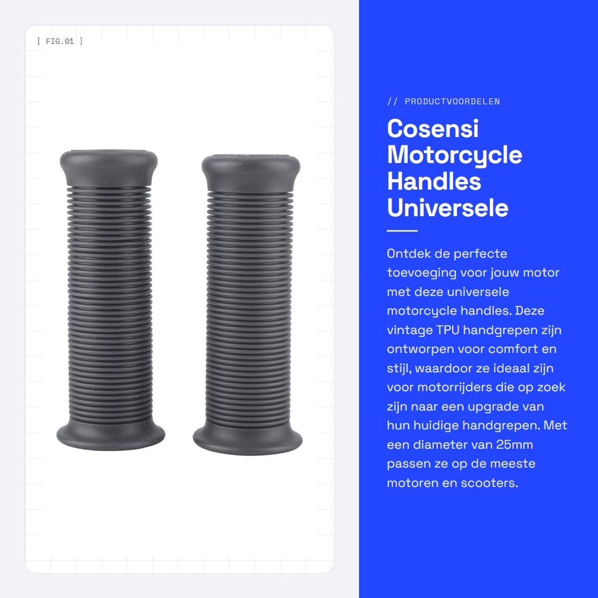 Dailygoods- Handgrepen Universeel - 2 Stuks - 25 mm/1 Inch - TPU - Geschikt voor Motorfietsen - Eenvoudig te Installeren - Motorhandgrepen