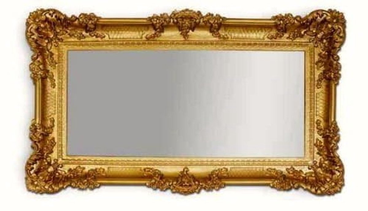 Dailygoods- Wandspiegel Barok - 96 x 57 cm - Spiegel met Gouden Decoratie - Luxe Design - Horizontaal/Verticaal Ophangen - Weerbestendig Materiaal