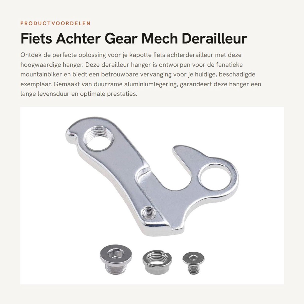 Dailygoods- Derailleurhanger Aluminiumlegering - Fiets Achterderailleur Hanger - Schroef Inclusief - Zilver - 1 Stuk - Eenvoudig te Installeren - Fietsachterhanger