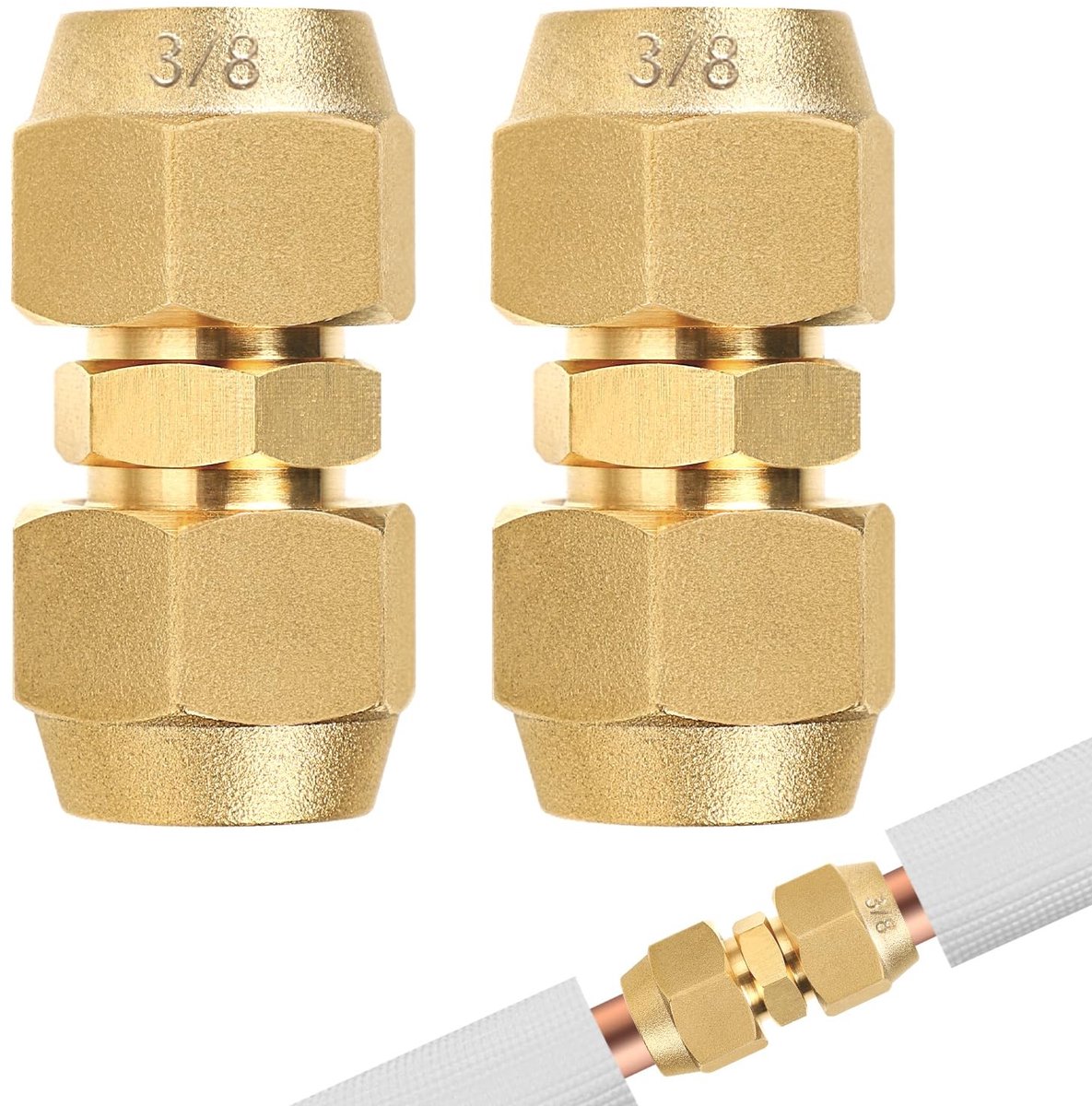Solidchoice- Nippel Dubbel 3/8 Inch - Nippel 1/2 Inch - Nippel 5/8 Inch - Schroefverbinding - Accessoires Airconditioning - Geschikt voor Koelsystemen - Verbindingsnippel