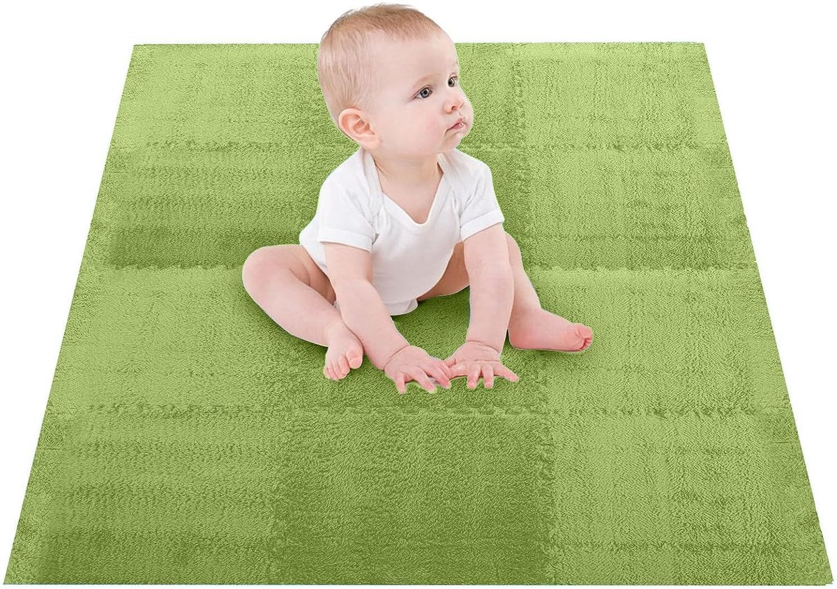 Solidchoice- Puzzelmat 10 Stuks Pluche - Zachte Antislip Tegels - Vloermat voor Kinderkamer - Comfortabel en Veilig - Eenvoudig te Installeren
