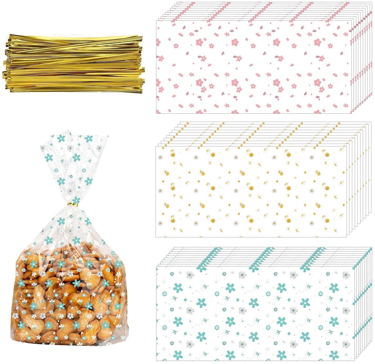 Solidchoice- Geschenkzakje Transparant - Cadeauzakje Papier - Cadeauzakjes Organza - Snoepzakje - Bloem - 1 Stuk