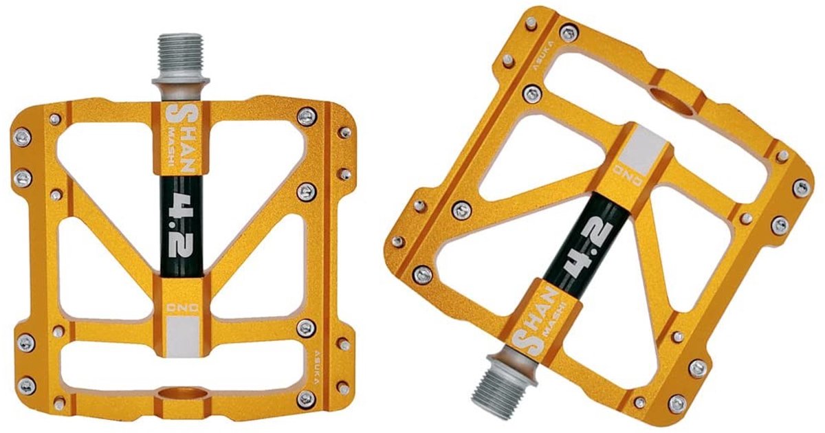 Solidchoice- Fietspedaal hoge kwaliteit - Aluminiumlegering - Antislip - 9/16-inch CR-Mo stalen as - Geschikt voor MTB/BMX/stadsfiets - Gewicht 385 g / paar - Afmetingen 105 x 100 x 22 mm - Fietsaccessoire
