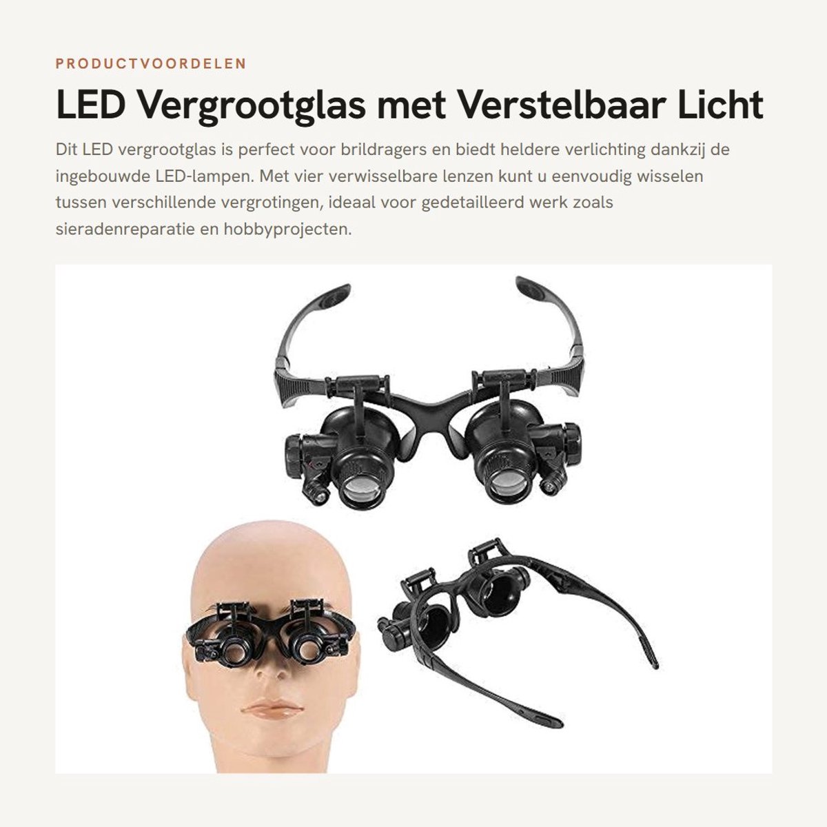 Solidchoice - LED Vergrootglas met Verstelbaar Licht en Verwisselbare Lenzen