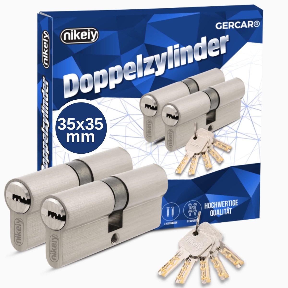 Solidchoice- Profielcilinder Professioneel - Gelijksluitend - Messing - 70 mm - 10 Sleutels - Inbraakbeveiligingsklasse A - Veiligheidsklasse 2 - Deurslot