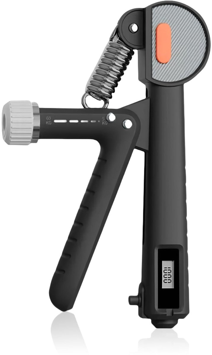 Solidchoice - Flintronic Handgreep, verstelbare handtrainer van 5-60 kg, onderarmtrainer, met telfunctie, antislip, voor greeptraining, vingers, pols
