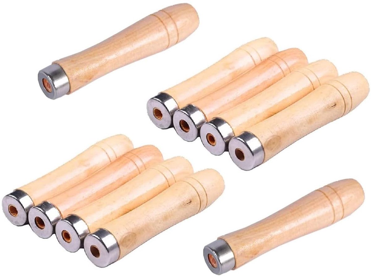 Solidchoice- Vijlhandvat Houten Handgrepen - 10 Stuks - 9 cm Lang - 4 mm Gat - Voor Vijlen/Raspen/Beitels - Duurzaam Materiaal - Handgreep