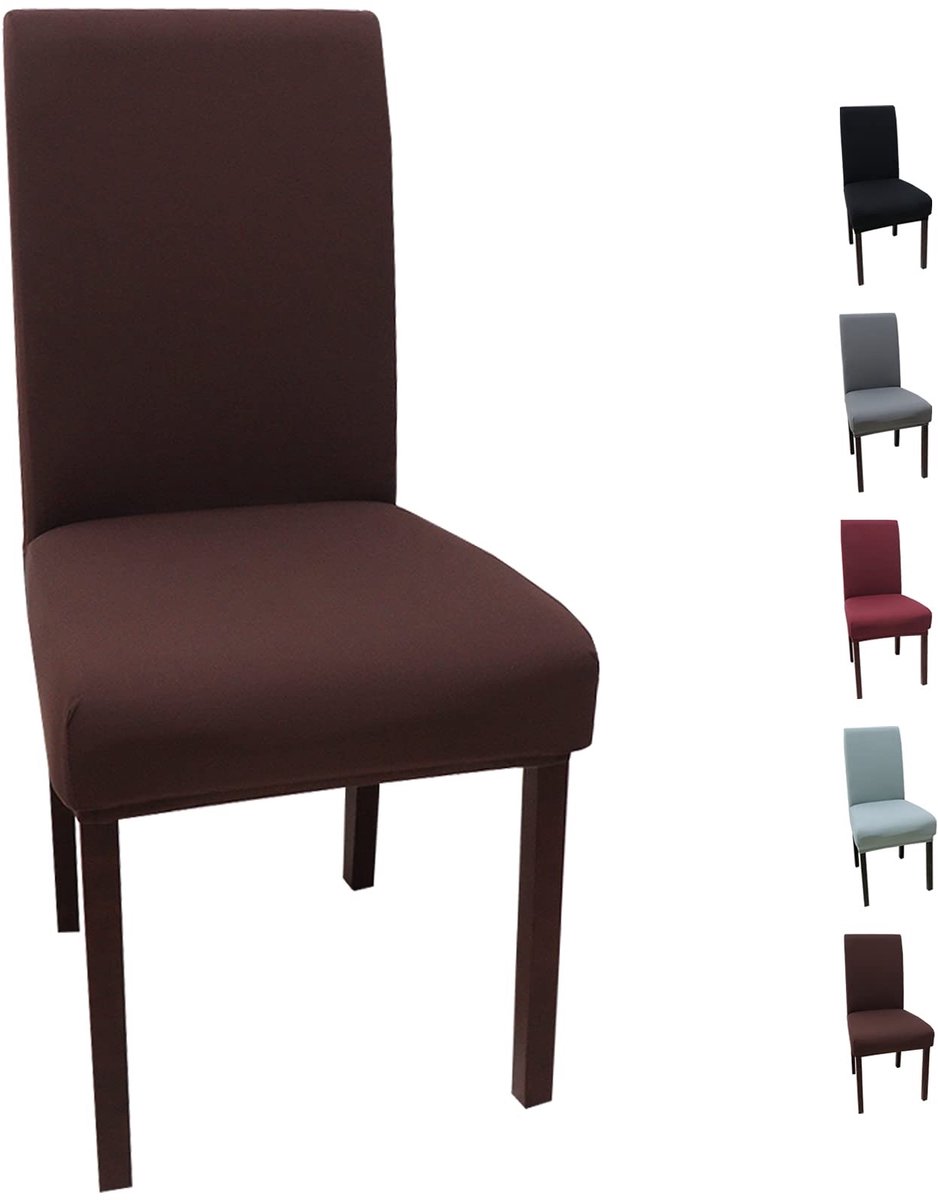 Solidchoice- Stoelhoezen Universeel - Set van 6 - Stretch - Eetkamerstoelen - Afneembaar -