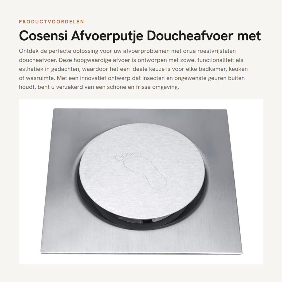 RVS Doucheputje met Afvoerzeef voor Badkamer, Wasruimte en Keuken - Duurzaam en Efficiënt Afvoersysteem