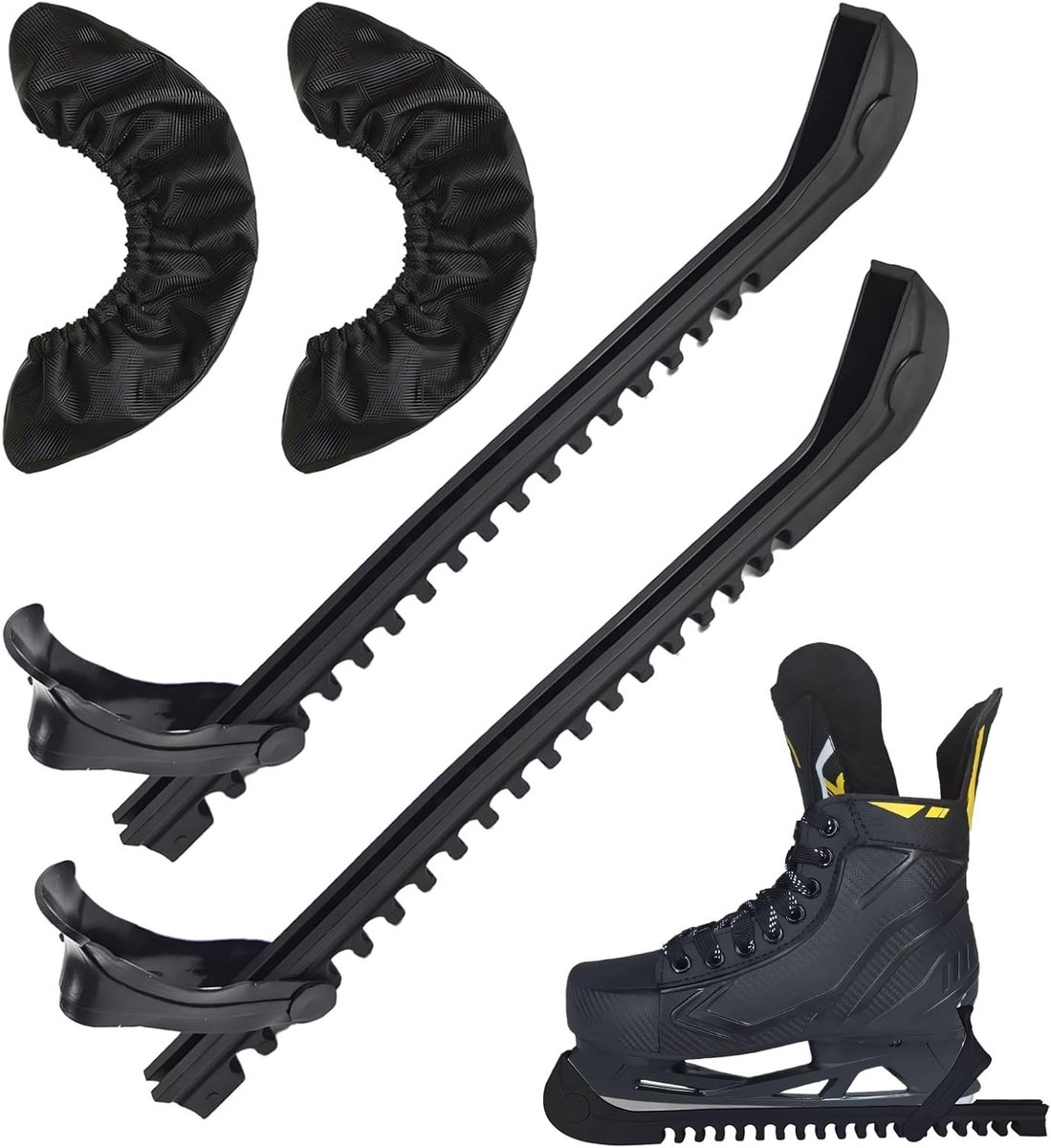 Set van 2 schaatsaccessoires, verstelbare schaatsbeschermers, elastische schaatskousen voor optimale bescherming en comfort